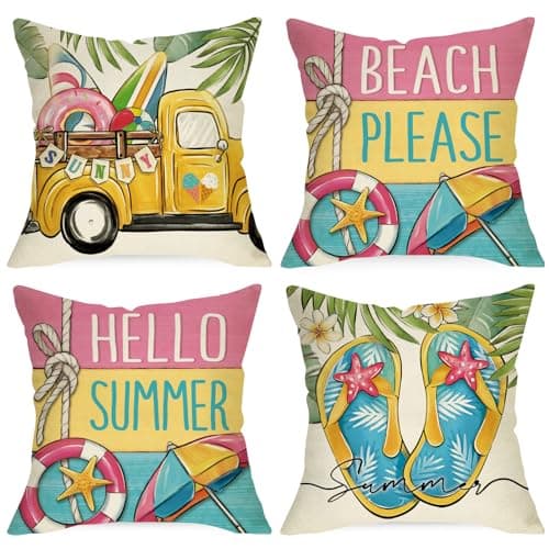 Hello Sunshine 16x16 Blue Striped Pool Decorative Cushions