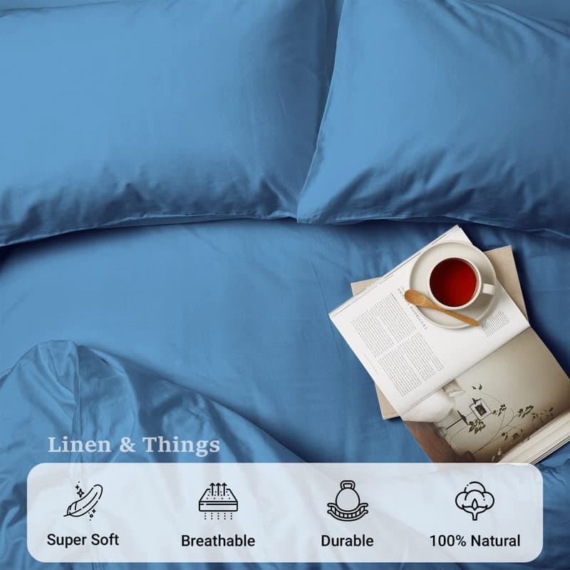 Premium 100% Egyptian Cotton 800 Thread Count 120x80 King Sheet Set, Deep Pocket 18", Mediterranean Blue