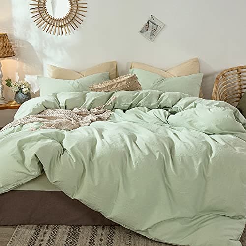MooMee Queen Duvet Cover Set, Tannish Linen Grey, Breathable & Soft