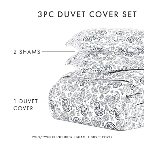 Queen Duvet Cover Set with 2 Pillow Shams - Navy Blue