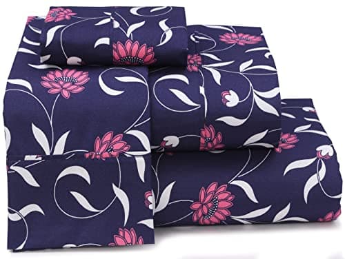 Full Size Brushed Microfiber Sheets Set with Deep Pockets - Pink Memories