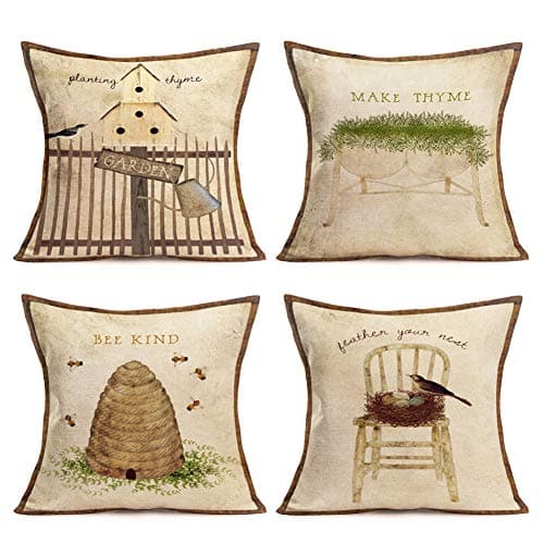 Set of 4 Vintage Animal Pillow Covers - Farmhouse Decor