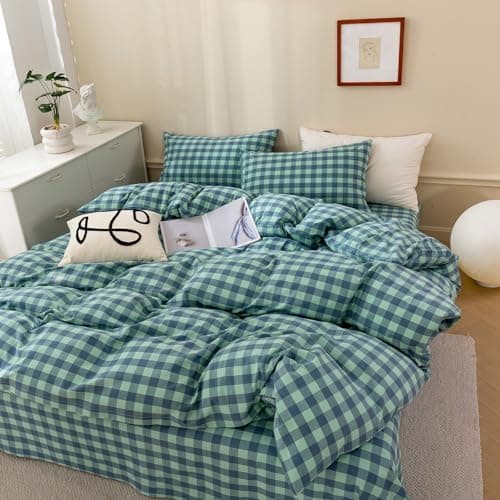 VM VOUGEMARKET Queen Blue Striped Duvet Cover & Pillowcases Set