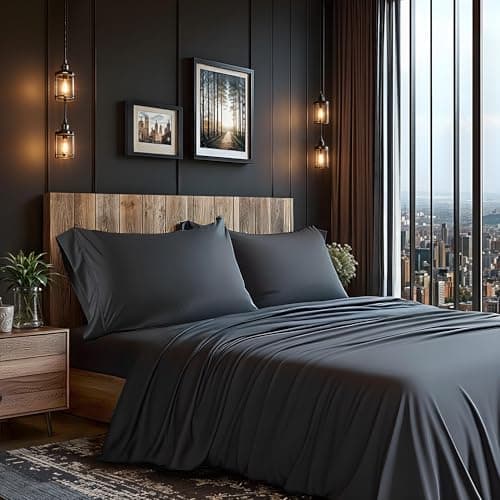 Hotel Luxury Grey Deep Pocket Microfiber Sheet Set, Shrinkage and Fade Resistant, Lightweight & Breathable