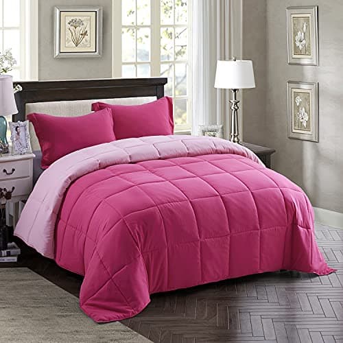 King Size Blue Down Alternative Comforter Set - Reversible Chic Quilt Design
