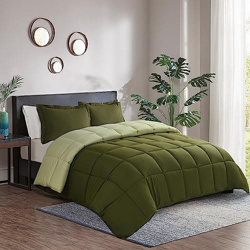King Size Blue Down Alternative Comforter Set - Reversible Chic Quilt Design