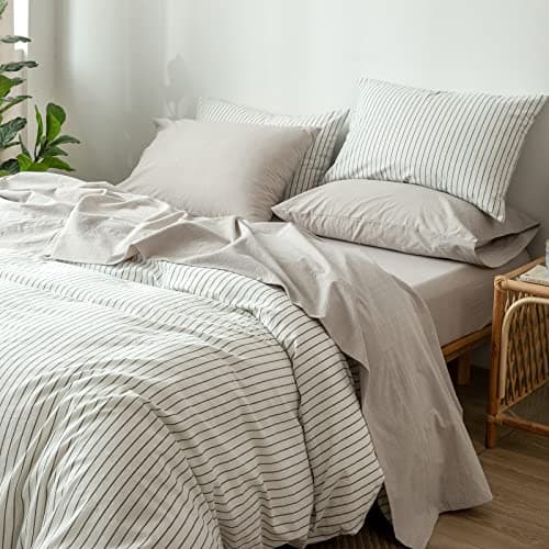 Washed Cotton Linen Like Breathable Bedding Sheet Set