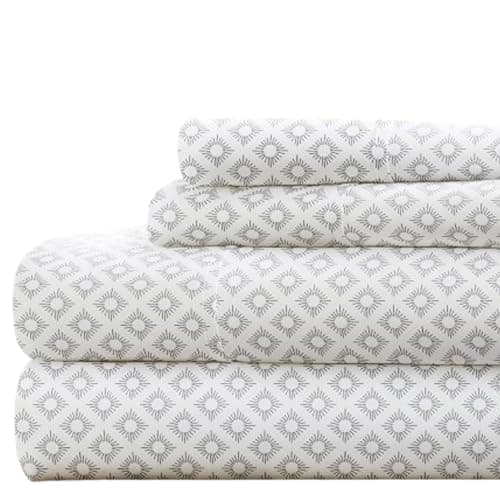 Oeko-TEX Certified Polaris Gray Double-Brushed Microfiber Queen Sheet Set - 4-Piece, Easy Care