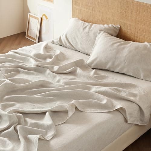 King Size Linen Cotton Sheets Set - 4 Pcs for All Seasons