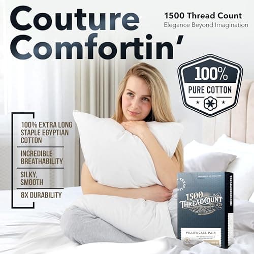 Texas Linen Co. King Size 1500 Thread Count Light Blue Sateen Pillow Cases