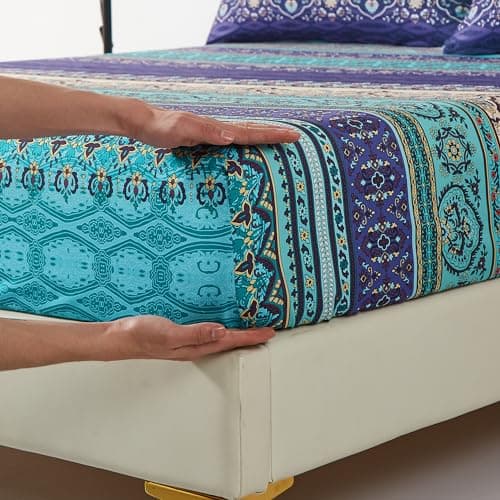 Boho Styled Queen Size Bedding Set 4PCS Ethnic Pattern Sheets