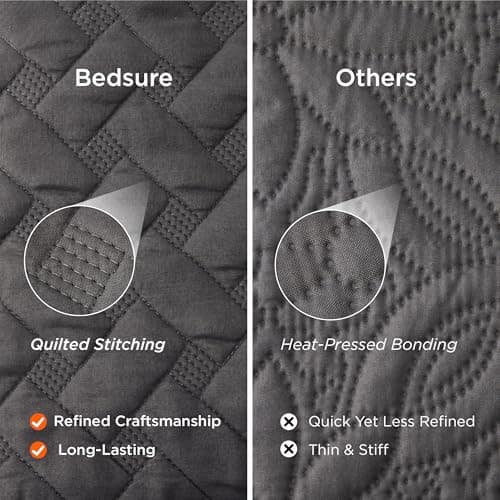 Bedsure Queen Size Basket Weave Quilt - Soft Grey Seasonal Bedding Set