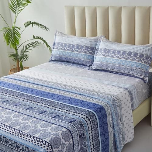 Boho Styled Queen Size Bedding Set 4PCS Ethnic Pattern Sheets