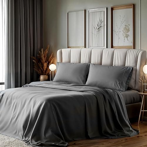 Hotel Luxury Grey Deep Pocket Microfiber Sheet Set, Shrinkage and Fade Resistant, Lightweight & Breathable