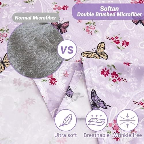 Purple Paisley Butterfly Floral Bed Sheets Set