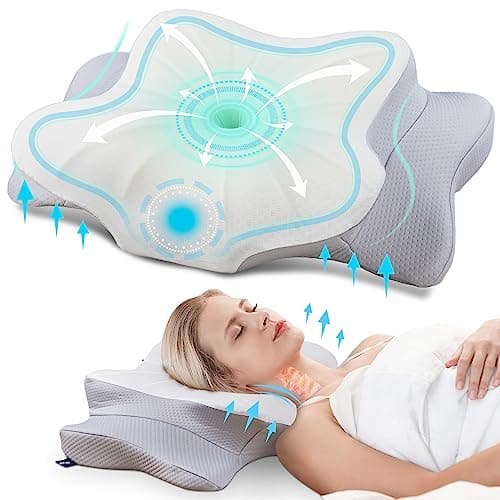 DONAMA Ergonomic Neck Pillow with Contour Memory Foam for Side, Back, and Stomach Sleepers