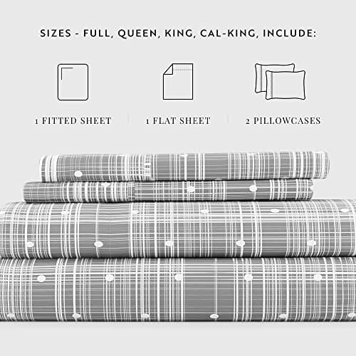 Ultra-Soft & Cooling Queen Size Bed Sheet Set - Gray Polka Pattern - Deep Pocket Fits 16 Mattress
