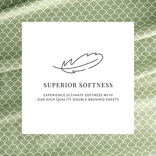 Ultra-Soft & Cooling Linen Sheets for Full Bed - Sleep Better Than Ever (Sage Scallop) - Deep Pocket Fit 16" Mattress