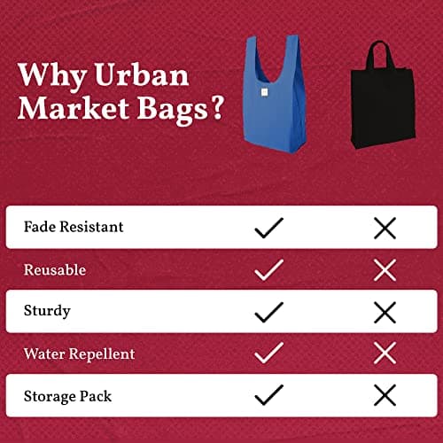 Large Nylon Foldable Grocery Bags, Set of 3