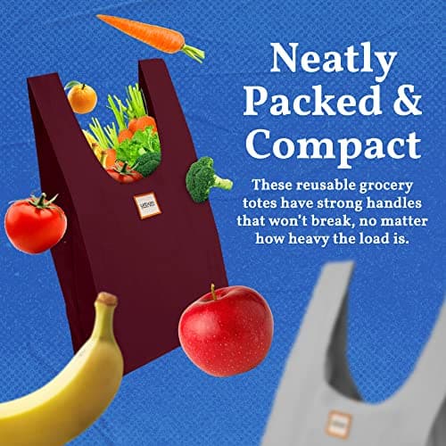 Large Nylon Foldable Grocery Bags, Set of 3