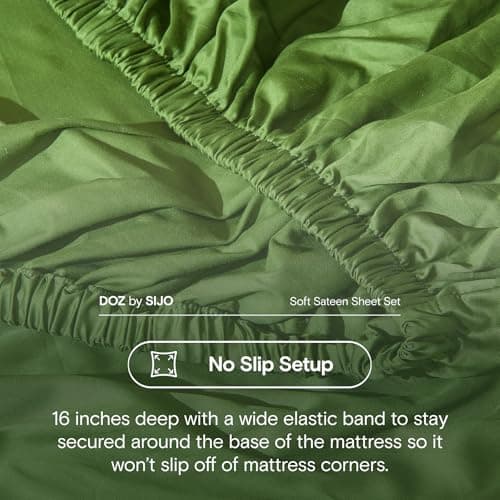 DOZ 100% Long Staple Cotton Sheets, Soft Sateen Weave, Forest Queen