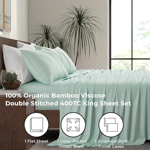 Coastal Green 17" Deep Pocket 100% Bamboo Bed Sheets | Ultra Soft & Cooling