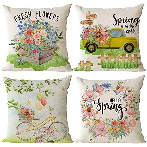 YeeJu Farmhouse Floral 12x12inch Outdoor Throw Pillow Covers
