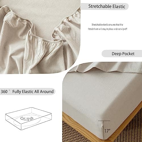 Washed Cotton Linen Like Breathable Bedding Sheet Set