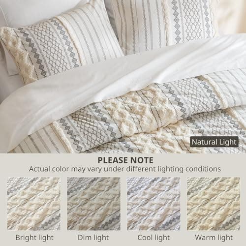 INK+IVY Queen Size Chenille Tufted Breathable Cotton Comforter Set with 2 Shams, Ivory