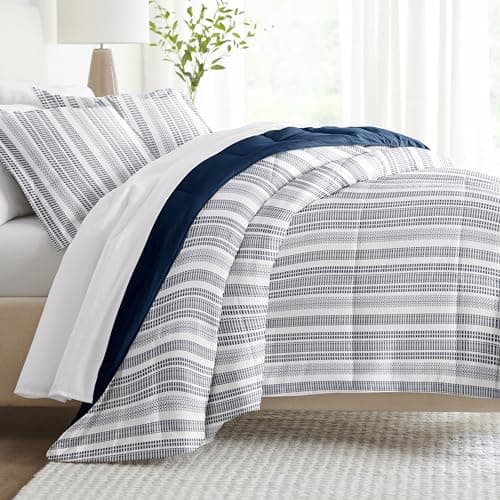 Luxury Reversible King Size Comforter Set - Soft Lightweight Alternative Down Comforter with 2 Pillow Shams