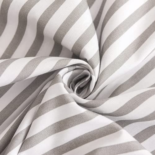 JELLYMONI 100% Natural Cotton Striped Pillowcases Set, 2 Pack White and Grey Stripes Printed Covers