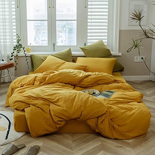 VM VOUGEMARKET Queen Blue Striped Duvet Cover & Pillowcases Set