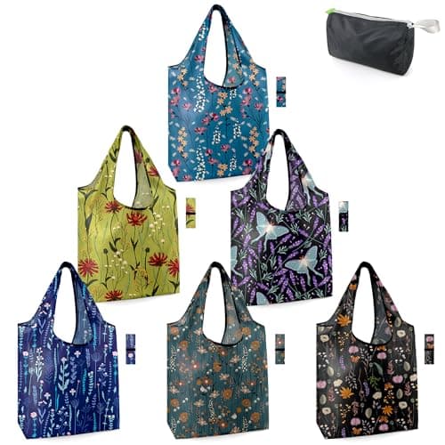 BeeGreen Foldable 50LBS Extra Large Reusable Grocery & Shopping Bags (10 Pack, Colorful)