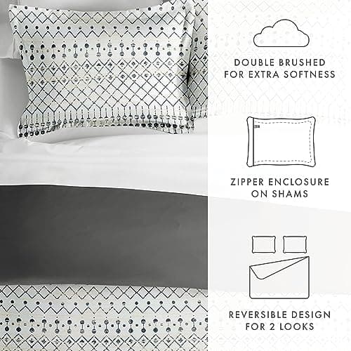 Twin Duvet Cover Set in Gray - Hotel-Like Comfort and Softness with Exquisite Prints and Solid Colors for Dreamy Bedroom