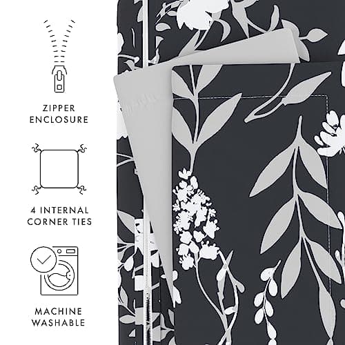 Queen Duvet Cover Set with 2 Pillow Shams in Black