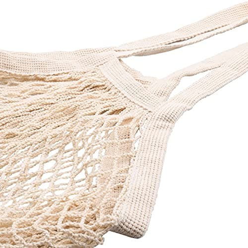 2-Pack Premium Beige Mesh Grocery & Produce Bags (Reusable, Durable, Washable)