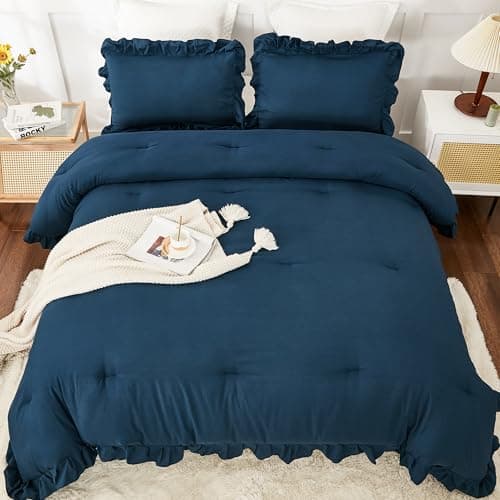 Andency Khaki Queen Comforter Set, 3 Pieces Shabby Chic Bedding