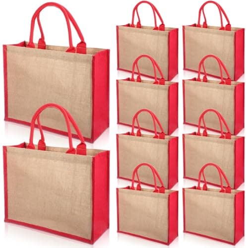 Shappy 10 Pack Reusable Burlap Tote Bag Set for Bridesmaid Gifts & Shopping
