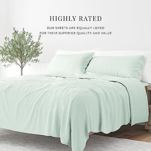 Soft and Cooling Twin Size Bed Sheets - Mint Color - Deep Pocket - 3 Piece Set