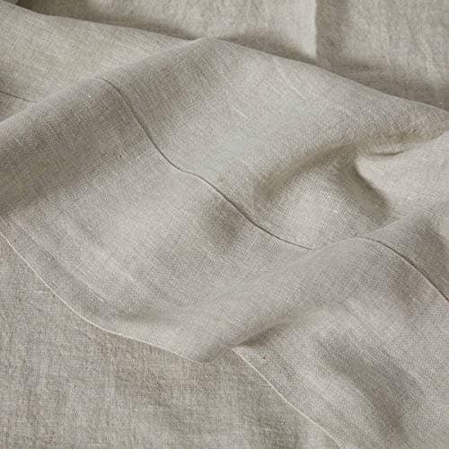GOTS Certified Sijo Stone Washed Organic French Linen Bed Sheet Set, Dove, Queen
