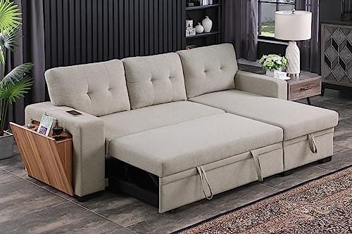 Devion Maison 4-in-1 Convertible L-Shaped Couch with Pull-Out Bed and Storage
