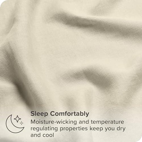 Bare Home Queen Sheet Set - 100% Linen Deep Pocket Sheets (Natural)