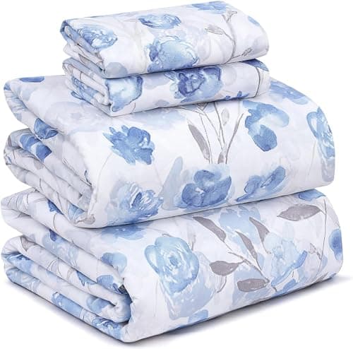 RUVANTI Queen Deep Pocket 4PC Cotton Percale Bed Linen Set