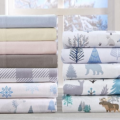 Turkish Cotton Flannel Sheet Set | Deep Pocket Winter Bed Sheets | Double Brushed for Softness & Comfort | Alpine Collection