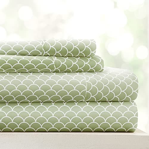 Ultra-Soft Cooling King Bed Sheet Set - Light Blue Vines