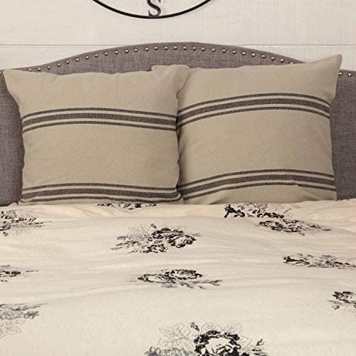 Piper Classics Mill House Stripe Black Euro Pillow Sham, Beige & Black