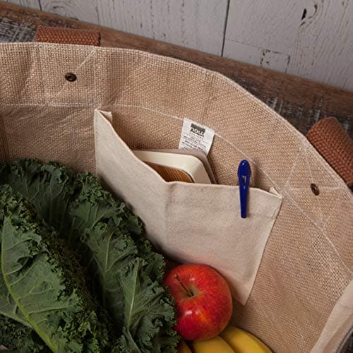 Burlap Market Tote: Goods and Provisions - 17 tall x 13.5 wide x 8.8 deep