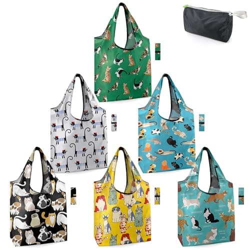 BeeGreen Foldable 50LBS Extra Large Reusable Grocery & Shopping Bags (10 Pack, Colorful)
