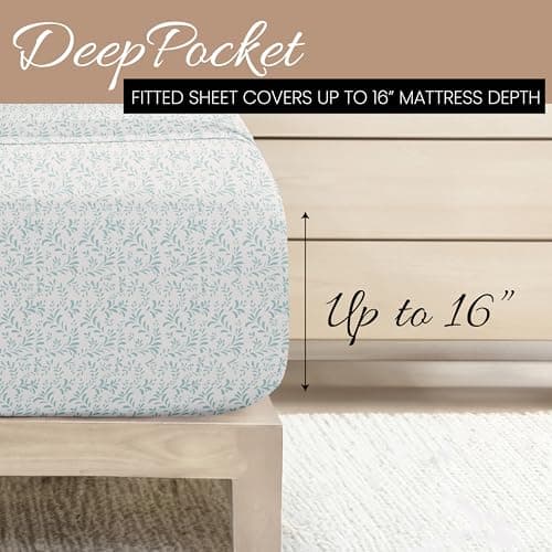 Oeko-TEX Certified Linen Market Twin Sheet Set - Burst of Vines Light Blue