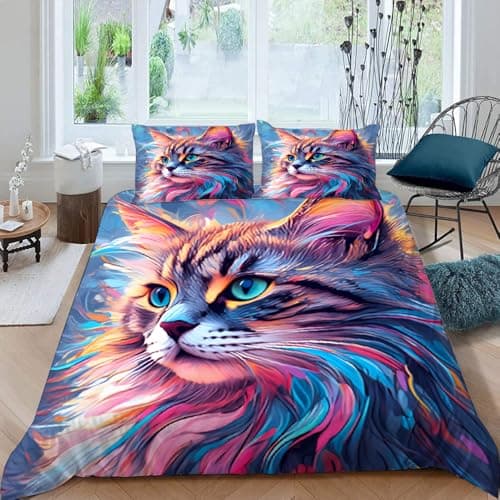 Cook Ice Dragon Decorative 3-Piece Bedding Set, King Size, Mysterious Animals Duvet Cover